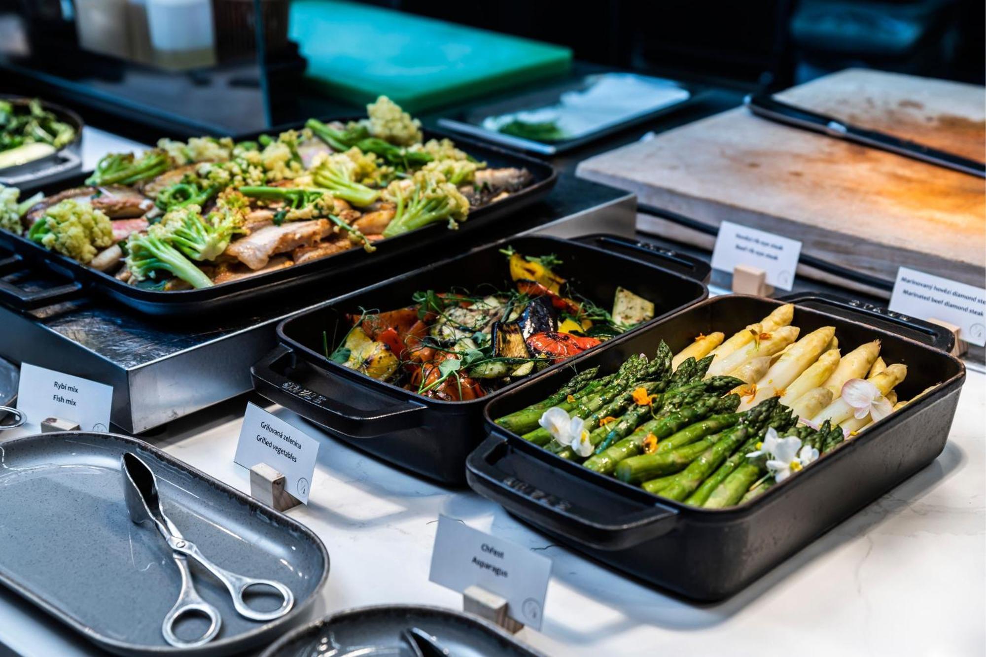Prague Marriott Hotel Exterior photo A selection of vegetarian dishes at a buffet